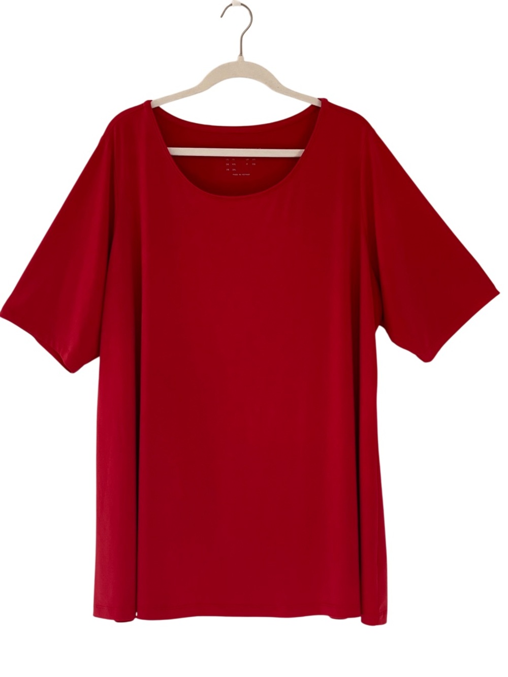 Susan Graver Modern Essentials Red Stretch Short Sleeve Top Size 2X